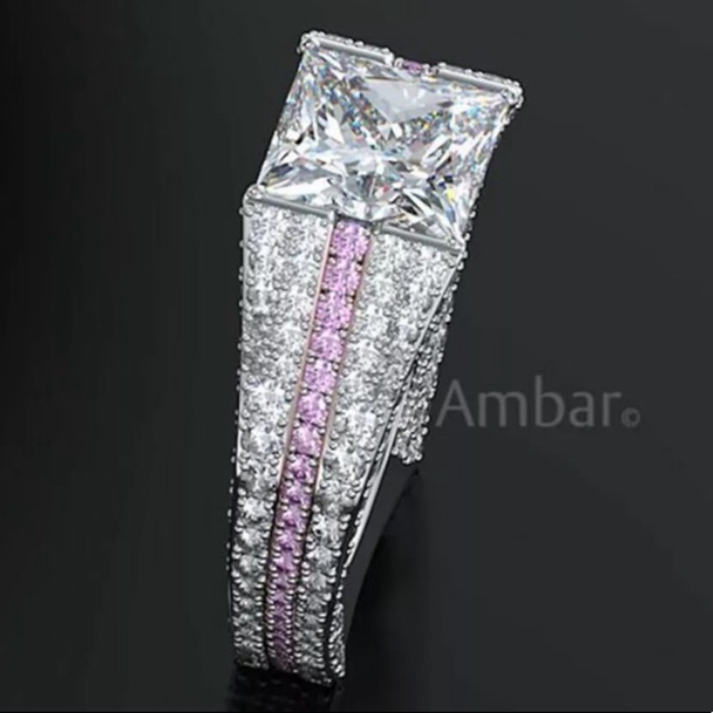 ☆New Women 925 Silver White Sapphire Wedding Ring - Picture 4 of 4